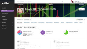 An educator's view of a student's profile in Xello. The "About student" tab is open. 